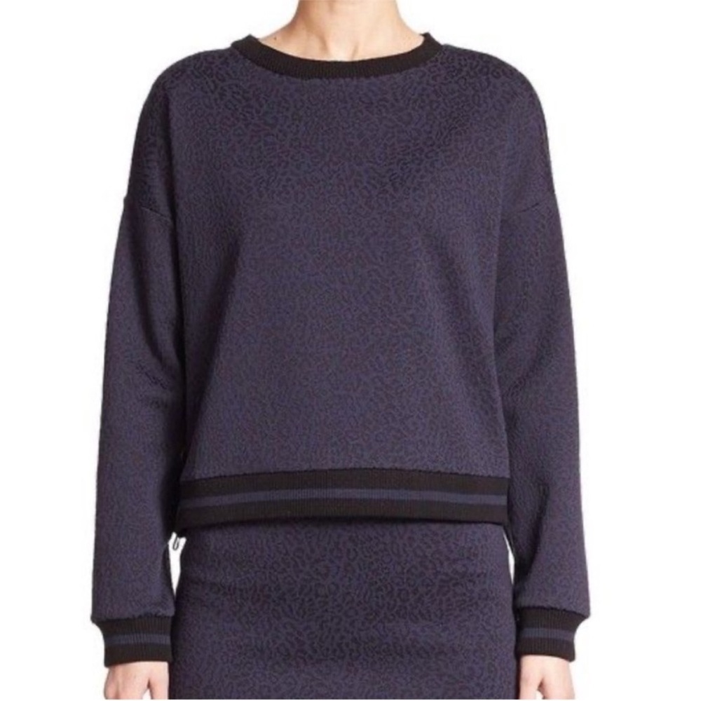 Weekend MaxMara Nicia leopard printed crewneck sweatshirt size medium blue black